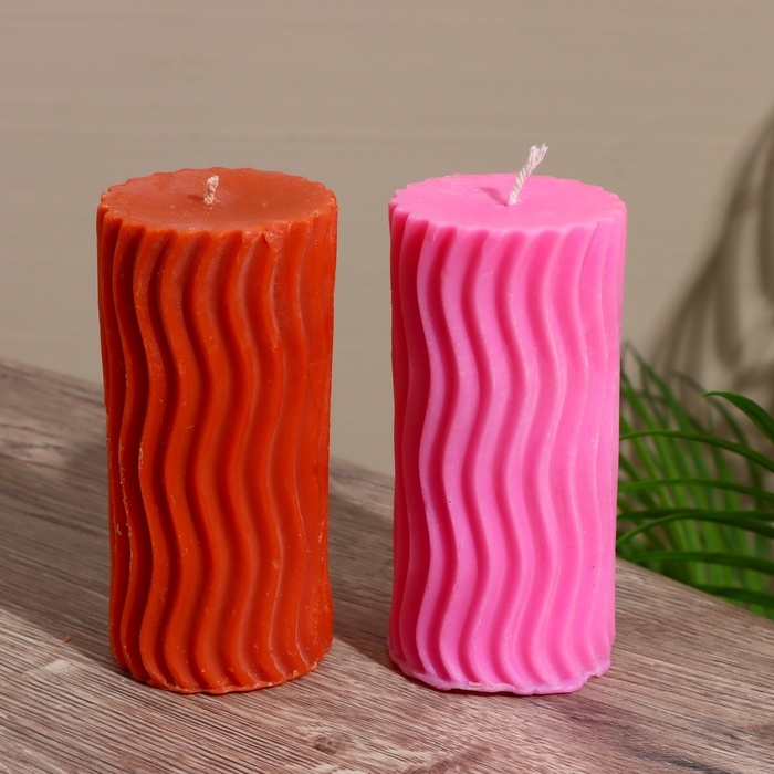 Свеча  Свеча "Волны" 6х6х12 см, соевый воск МИКС
