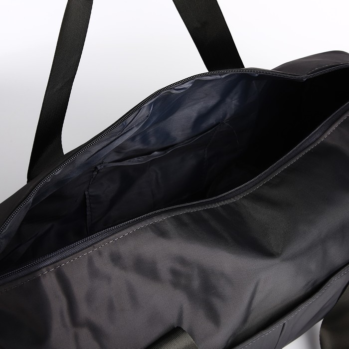 Сумка дорожная на молнии, отдел для обуви, держатель для чемодана, наружный карман, длинный ремень, цвет серый Сумка дорожная на молнии, отдел для обуви, держатель для чемодана, наружный карман, длинный ремень, цвет серый