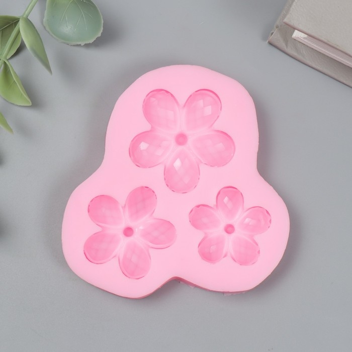 Молд силикон Молд силикон "Цветочки-кристаллы" 3 предмета 1х7,5х6,5 см