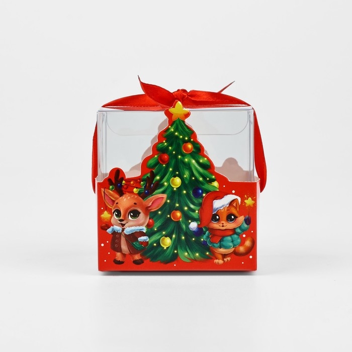 Коробка подарочная новогодняя складная «Новогодняя», 7 х 7 х 7 см, Новый год Коробка подарочная новогодняя складная «Новогодняя», 7 х 7 х 7 см, Новый год
