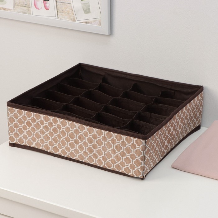 Органайзер для хранения белья Доляна «Браун», 24 ячейки, 30×33×10 см, цвет коричневый Органайзер для хранения белья Доляна «Браун», 24 ячейки, 30×33×10 см, цвет коричневый