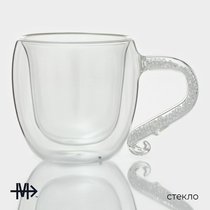 Кружка стеклянная с двойными стенками Magistro «Даймонд», 200 мл Кружка стеклянная с двойными стенками Magistro «Даймонд», 200 мл