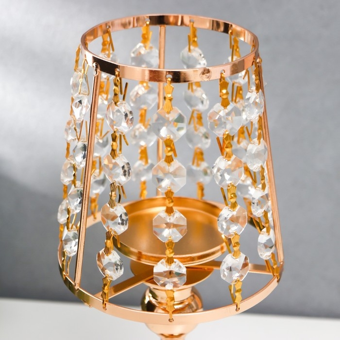 Подсвечник металл на 1 свечу  Подсвечник металл на 1 свечу "Кристаллы - Лампа" золото 26х13х13 см