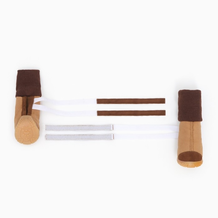 Ботинки высокие с чулком, набор 4 шт, размер 3 (подошва 4,8 х 4,2 см), коричневые