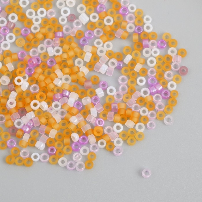 Бисер стекло  9/0  Бисер стекло  9/0 "Цилиндры. Меланж. Осень" полупрозрачный матовый 450 гр