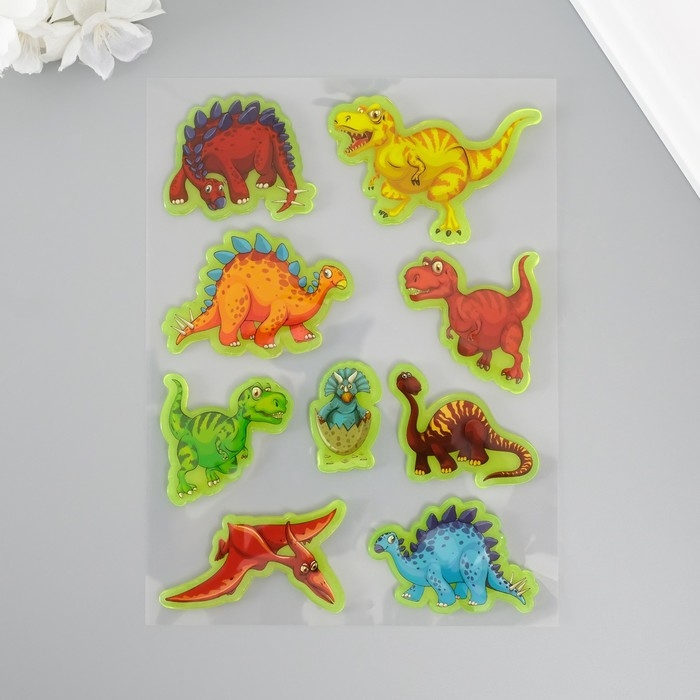 Наклейка силикон на стекло фосфорная Наклейка силикон на стекло фосфорная "Динозаврики" 20х16 см