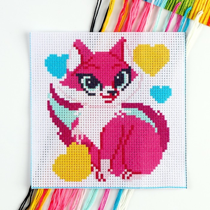 Вышивка крестиком для детей «Сказочная кошечка», набор для творчества, 15 Х 15 см Вышивка крестиком для детей «Сказочная кошечка», набор для творчества, 15 Х 15 см