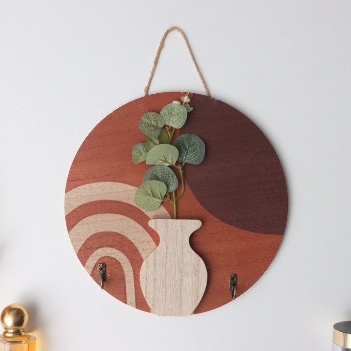 Крючки декоративные дерево Крючки декоративные дерево "Абстракция. Цветок и ваза" 1,5х23,4х23,4 см