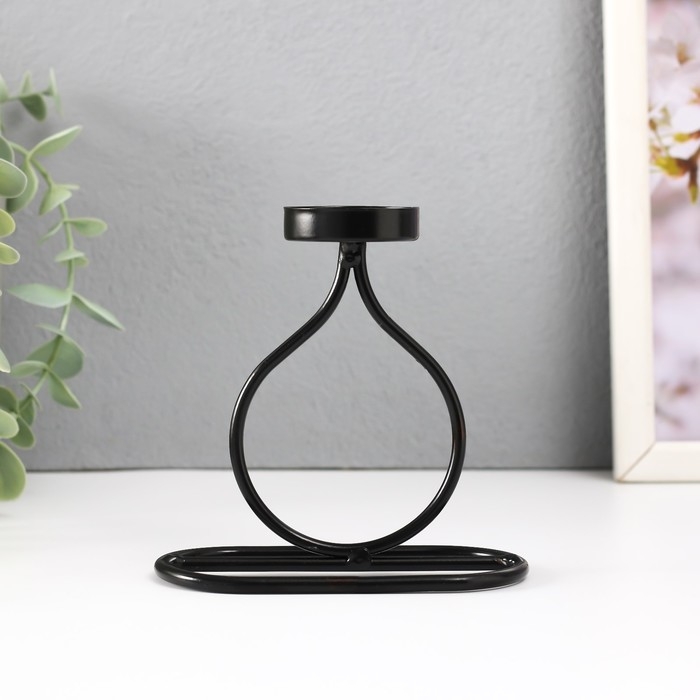 Подсвечник металл на 1 свечу "Бутылочка" d=4 см чёрный 11х6х11,5 см