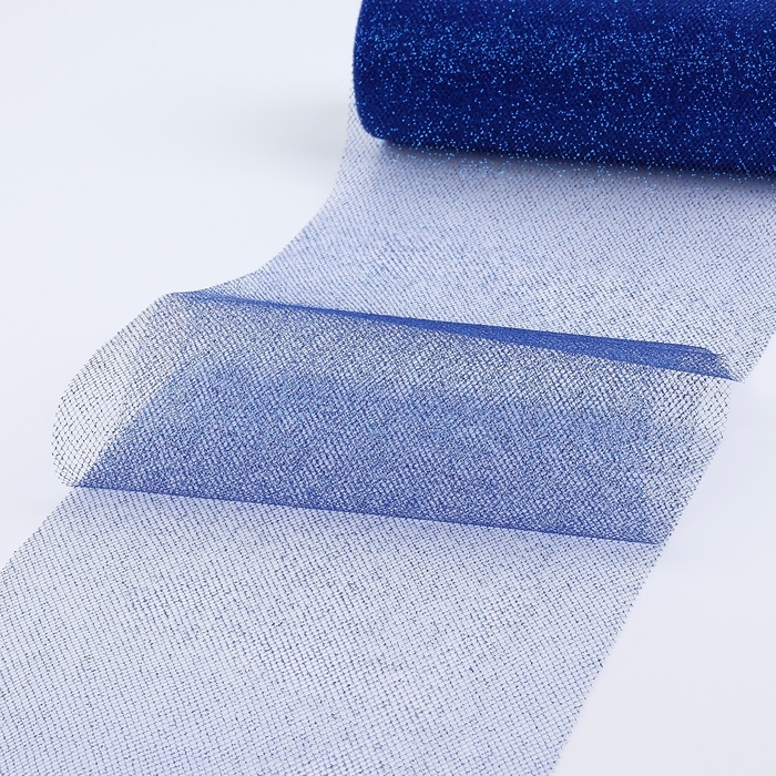 Фатин с глиттером, 15 см, 11 ± 1 г/кв.м, 9 ± 0,5 м, цвет синий №09 Фатин с глиттером, 15 см, 11 ± 1 г/кв.м, 9 ± 0,5 м, цвет синий №09