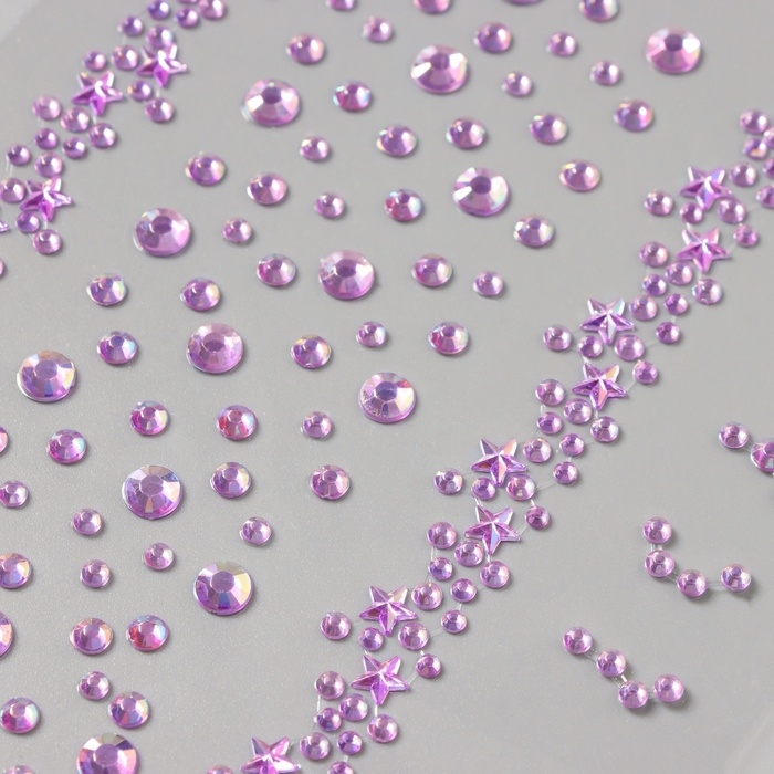 Наклейка пластик стразы "Звёздная дорога" сиреневая 22,5х11,5 см