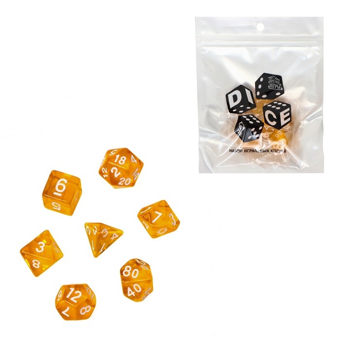 Набор кубиков для D&D (Dungeons and Dragons, ДнД) Набор кубиков для D&D (Dungeons and Dragons, ДнД) "Время игры", серия: D&D, 7 шт, желтые