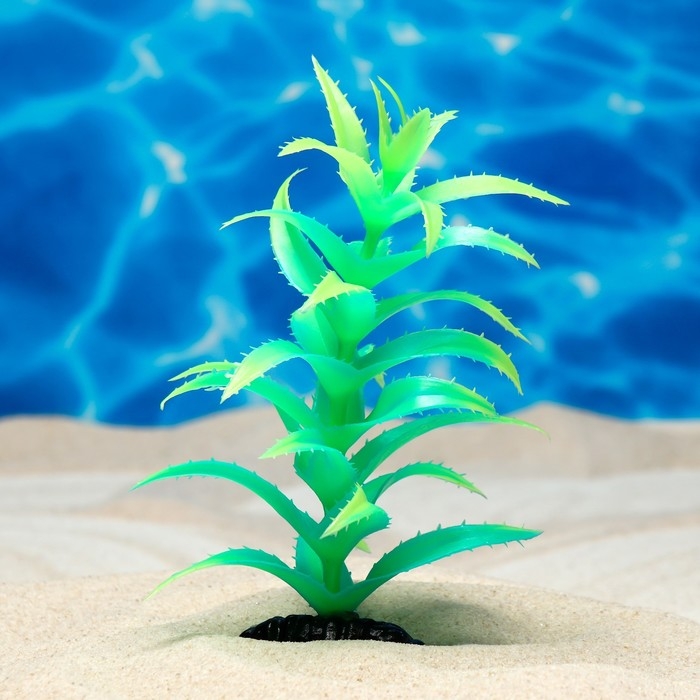 Растение искусственное аквариумное, светящееся, 20 см, зелёное