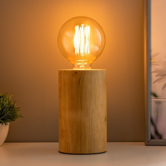 Настольная лампа Настольная лампа "Брис" 1х40Вт Е14 провод-1,6м дерево 10х10х16см