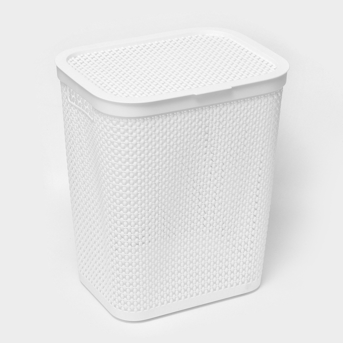 Корзина бельевая с крышкой «Пирула», 55 л, 42×34×54 см, цвет белый Корзина бельевая с крышкой «Пирула», 55 л, 42×34×54 см, цвет белый