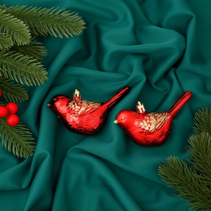 Украшение ёлочное Украшение ёлочное "Пташка" (набор 2 шт) 7х10 см, красный