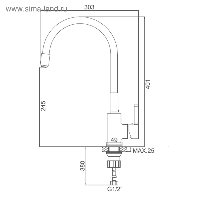 Cмеситель для кухни Accoona A9890N, однорычажный, силиконовый излив, красный/хром Cмеситель для кухни Accoona A9890N, однорычажный, силиконовый излив, красный/хром