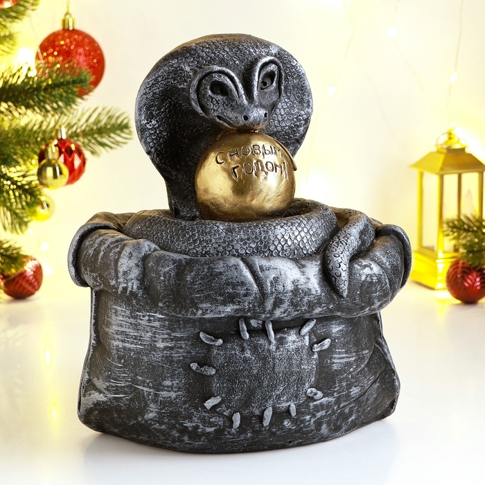 Копилка  Копилка "Змея в мешке" 21х18х23см, серебро