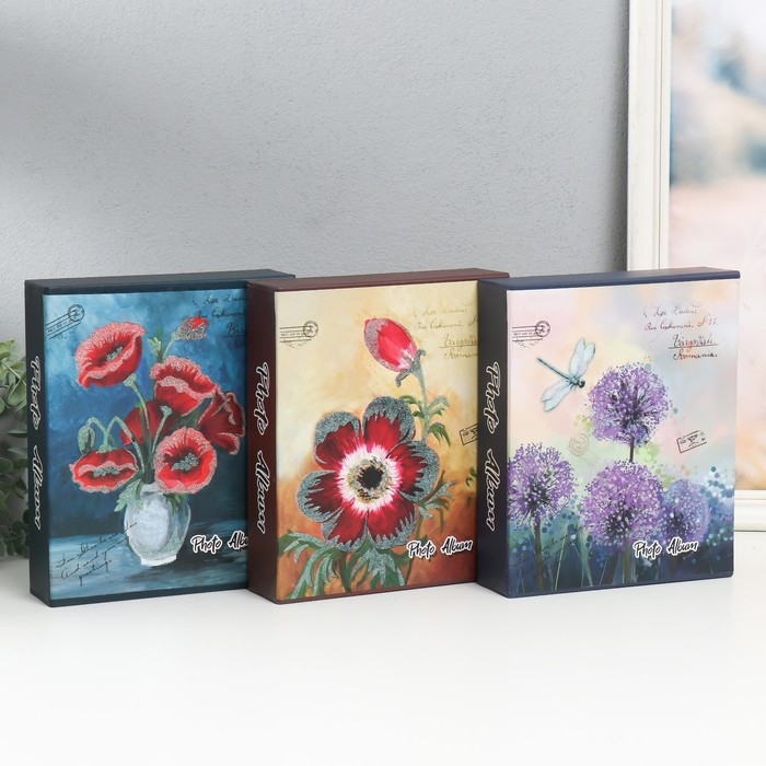 Фотоальбом на 80 фото 10х15 см Фотоальбом на 80 фото 10х15 см "Цветы" МИКС 23х19х5,5 см