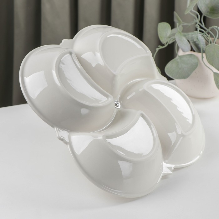 Менажница керамическая 4 ячейки «Богема», 25,5×4 см, цвет белый Менажница керамическая 4 ячейки «Богема», 25,5×4 см, цвет белый