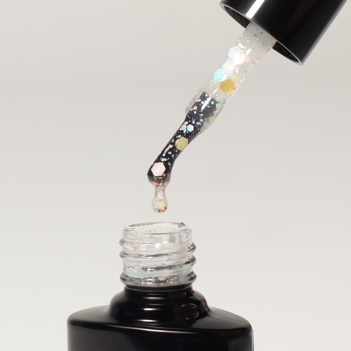 Гель лак для ногтей, «MILK GLITTER», 3-х фазный, 8мл, LED/UV, цвет прозрачный (01)