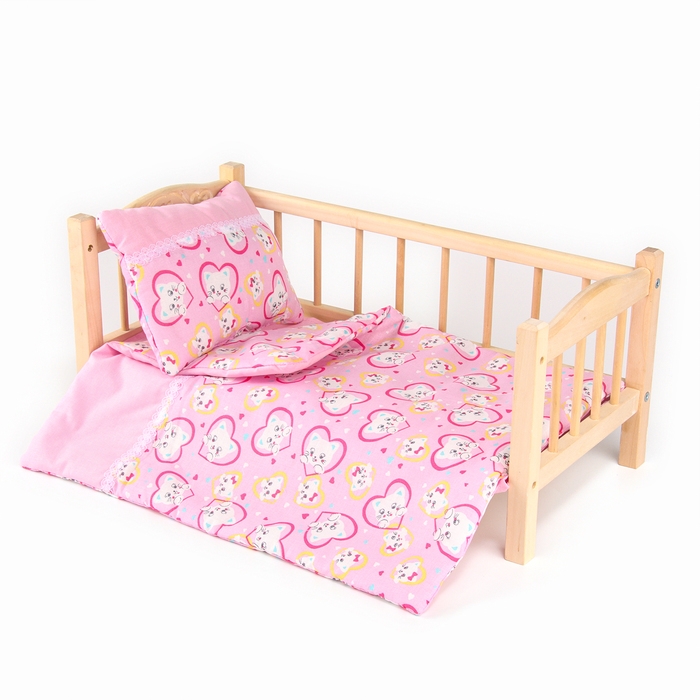 Кукольное постельное «Котята в сердцах»: простынь, одеяло 46 × 36 см, подушка 23 × 17 см Кукольное постельное «Котята в сердцах»: простынь, одеяло 46 × 36 см, подушка 23 × 17 см