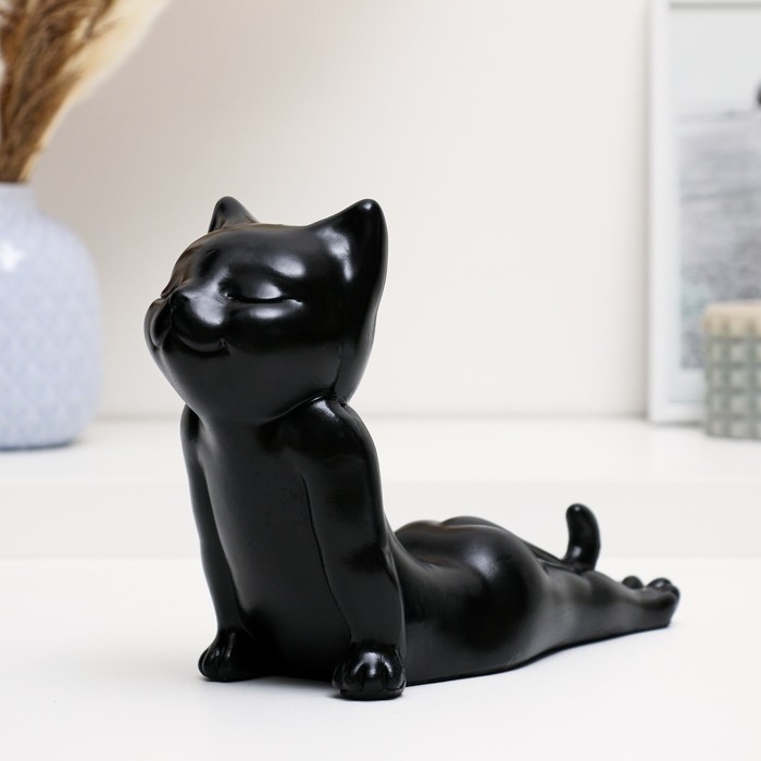 Фигура Фигура "Кот мордой вверх" черный, 17см