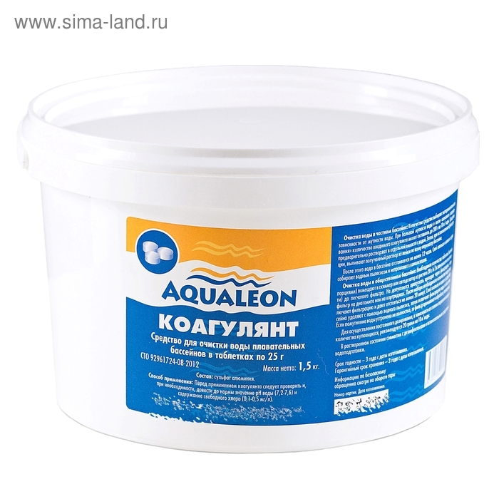 Коагулянт Aqualeon таб. 25 гр., 1,5 кг Коагулянт Aqualeon таб. 25 гр., 1,5 кг