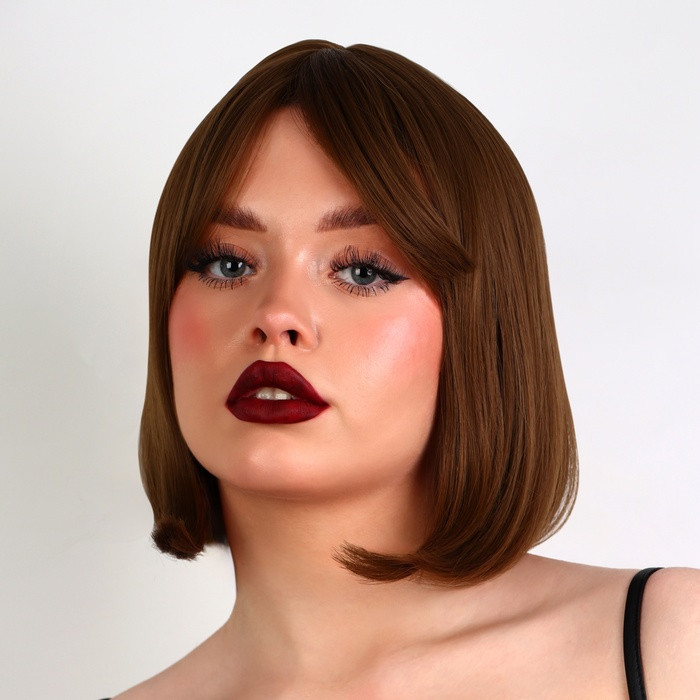 Парик искусственный, с чёлкой, имитация кожи, 30 см, цвет русый Парик искусственный, с чёлкой, имитация кожи, 30 см, цвет русый