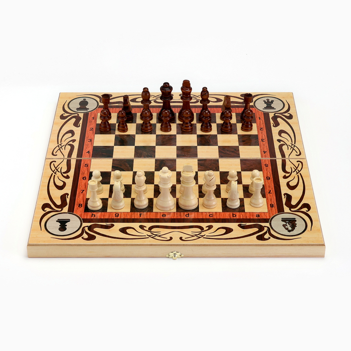 Настольные игры 3 в 1 Настольные игры 3 в 1 "Статус": шахматы, шашки, нарды, деревянные, большие 50 х 50 см