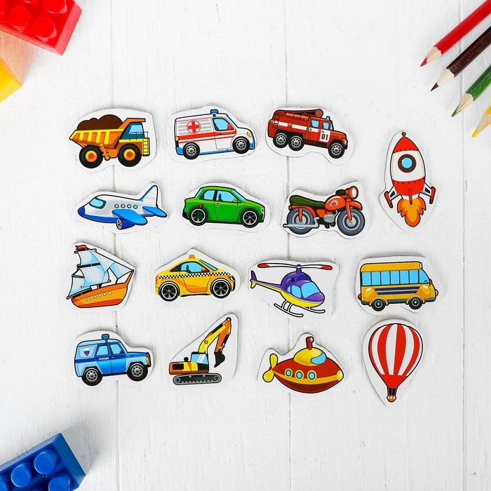 Развивающие магниты «Транспорт», 15 шт. Развивающие магниты «Транспорт», 15 шт.