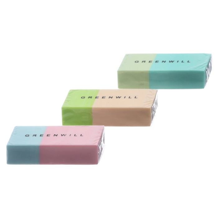 Набор Ластик прямоугольный, 3 штуки, МИКС Набор Ластик прямоугольный, 3 штуки, МИКС