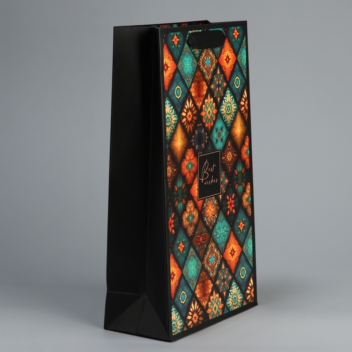 Пакет подарочный под две бутылки, упаковка, «Best wishes», 35 х 20 х 9 см Пакет подарочный под две бутылки, упаковка, «Best wishes», 35 х 20 х 9 см