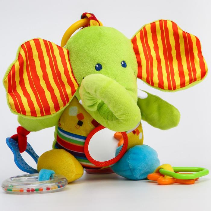 Подвеска мягкая «Слоник», шуршалка, прорезыватель, на кроватку, коляску, Крошка Я Подвеска мягкая «Слоник», шуршалка, прорезыватель, на кроватку, коляску, Крошка Я