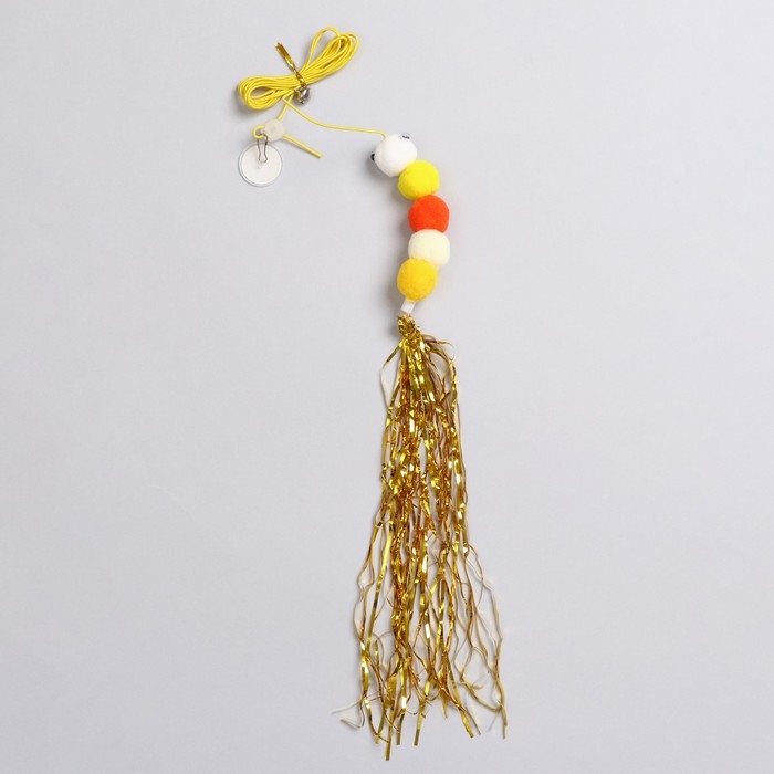 Дразнилка для кошек на креплении с бубенчиком  Дразнилка для кошек на креплении с бубенчиком "Гусеница", микс цветов