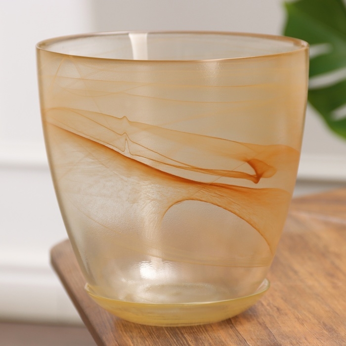 Горшок цветочный с поддоном №5  Горшок цветочный с поддоном №5 "Алеб" бежевый, 3 л