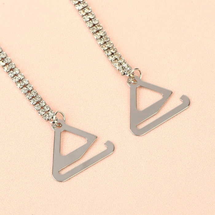 Бретели декоративные со стразами, фурнитура металл, 4 мм, 45 см, пара, цвет серебряный Бретели декоративные со стразами, фурнитура металл, 4 мм, 45 см, пара, цвет серебряный