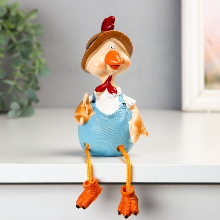Сувенир полистоун "Курочка в косыночке/Петушок в шляпке" длинные ножки МИКС 21,5х10,5х8,5 см