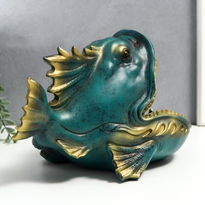 Сувенир полистоун подставка Сувенир полистоун подставка "Рыба-дракон" тёмно-зелёный 17х16х29 см