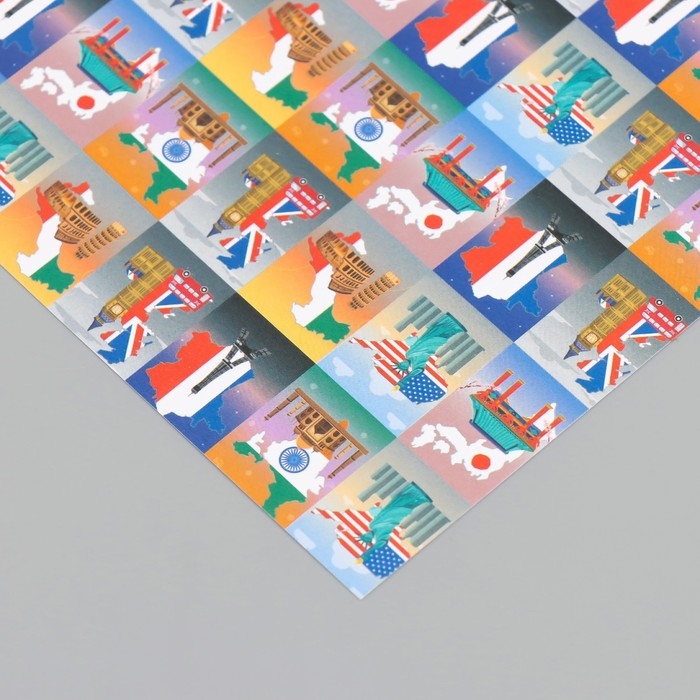 Бумага для скрапбукинга Бумага для скрапбукинга "Путешествия" плотность 180 гр набор 10 шт 15,5х17 см