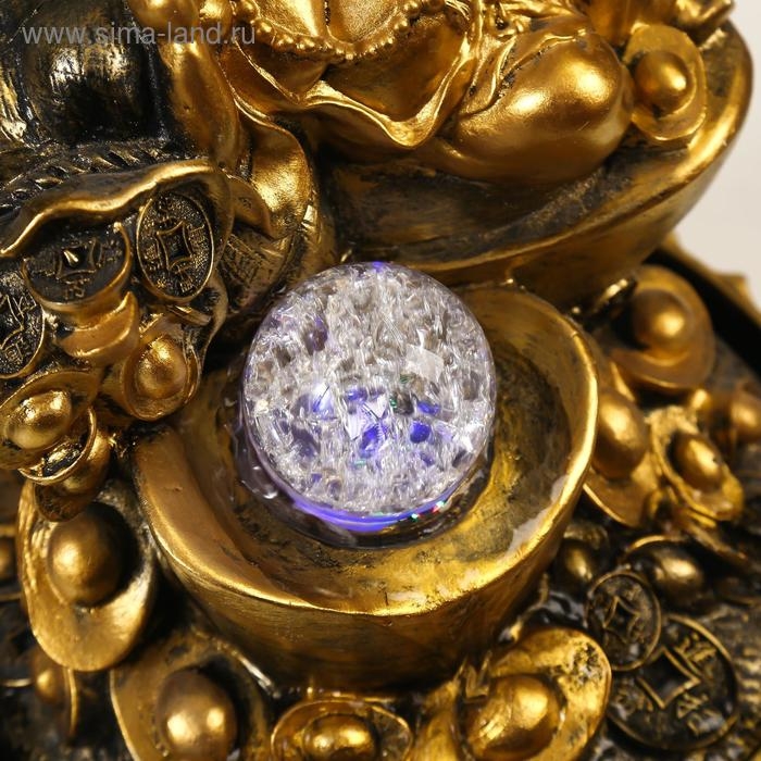 Фонтан настольный от сети, подсветка Фонтан настольный от сети, подсветка "Золотой хотей и слитки золота" 31х24х24 см