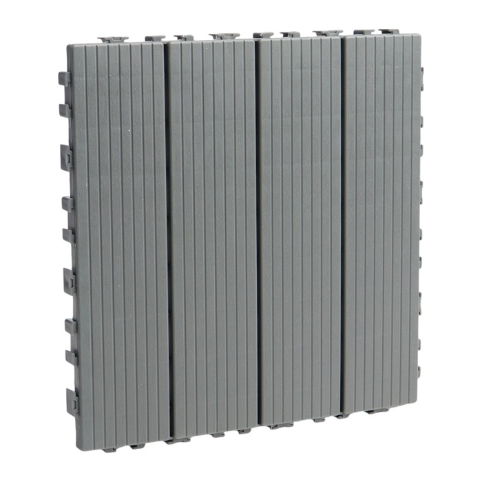 Плитка садовая, тротуарная, набор - 10 шт, пластик, темно-серая, 30 х 30 х 2 см Плитка садовая, тротуарная, набор - 10 шт, пластик, темно-серая, 30 х 30 х 2 см