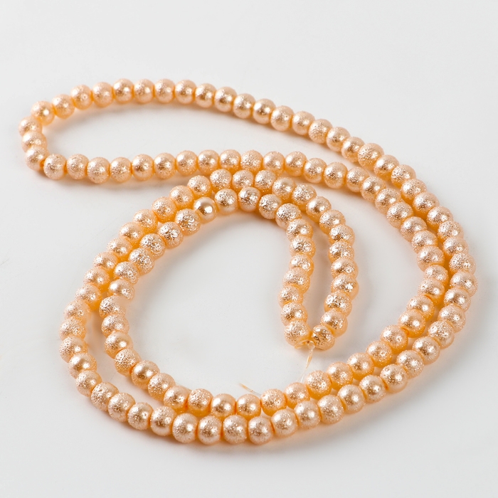 Бусины из стекла, набор 140 шт., размер 1 шт. — 6 мм, цвет бежевый