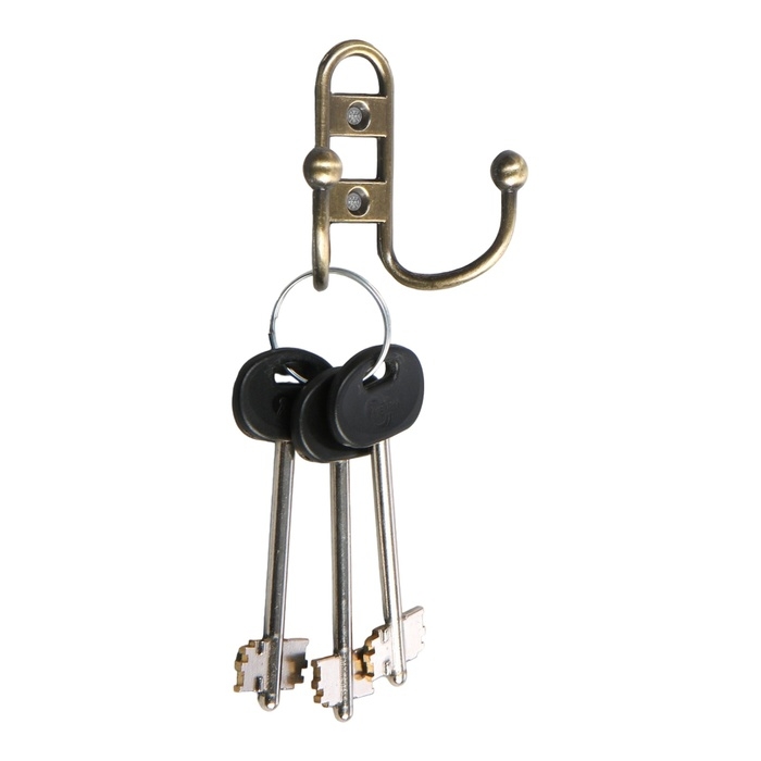 Крючок мебельный ТУНДРА TKD017, двухрожковый, бронза Крючок мебельный ТУНДРА TKD017, двухрожковый, бронза