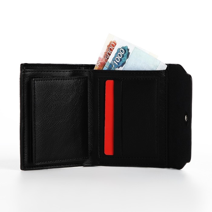 Портмоне мужское на магните, отдел для купюр, для карт, для монет, цвет чёрный Портмоне мужское на магните, отдел для купюр, для карт, для монет, цвет чёрный