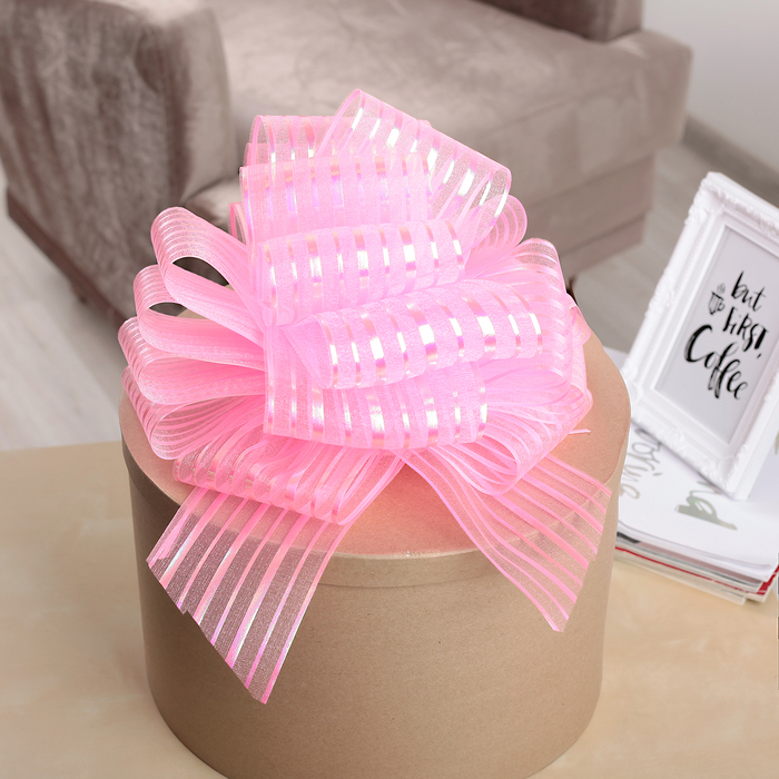 Бант-шар №10  Бант-шар №10 "Полоски", цвет ярко-розовый