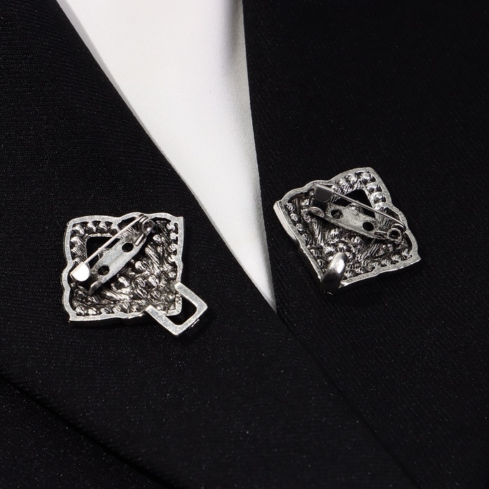 Зажим для кардигана «Пики», цвет серый в чернёном серебре Зажим для кардигана «Пики», цвет серый в чернёном серебре