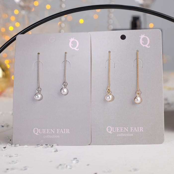 Серьги с жемчугом «Цепочки» ласка, цвет МИКС Серьги с жемчугом «Цепочки» ласка, цвет МИКС