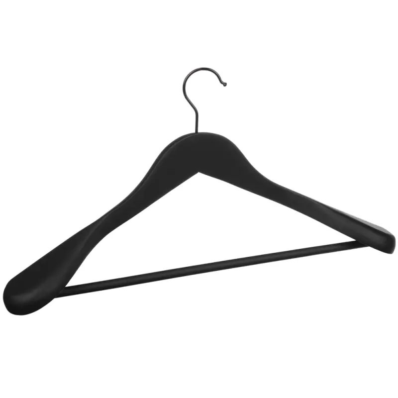 VETTA Вешалка деревянная для верхней одежды, софт тач, 44.5x23x5,8см, черная