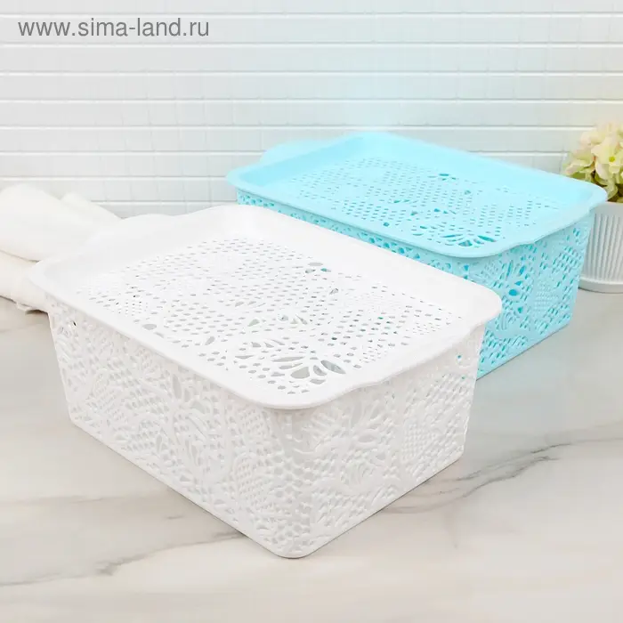 Контейнер пластиковый для хранения с крышкой «Тюльпаны», 27×18×11 см, цвет МИКС Контейнер пластиковый для хранения с крышкой «Тюльпаны», 27×18×11 см, цвет МИКС